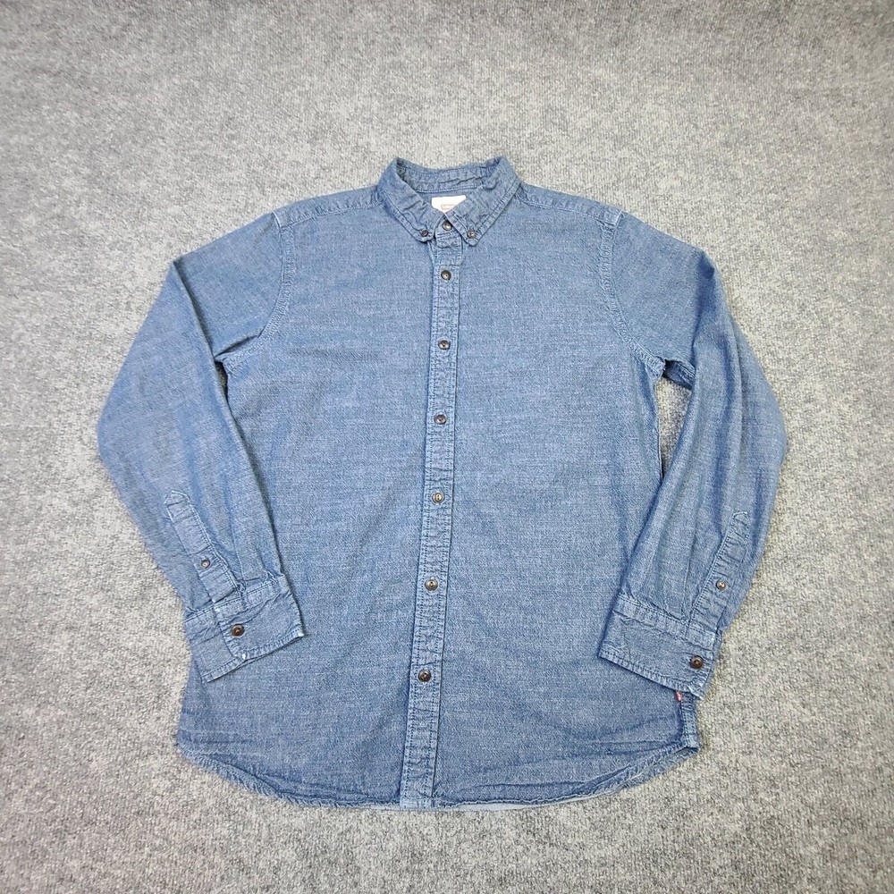Levis Mens Denim Shirt Size Medium Long Sleeve Casual Blue Button Up Collared